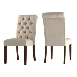 Set Of 2 Gramercy Tufted Rolled Back Parsons Chairs - Inspire Q -Inspire Q GUEST c244082a 4827 4c83 a172 a9f34a413f75