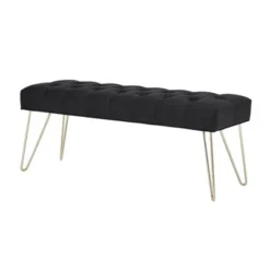 Hewett Velvet Tufted Metal Bench - Inspire Q -Inspire Q GUEST c25ff1b5 9462 41a1 a934 81bfd8a0c0d7