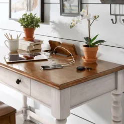 Ivalyn 1 Drawer Desk With Charging Station Antique White - Inspire Q -Inspire Q GUEST c267598c c44a 42b7 9bd2 b99372d67c8d