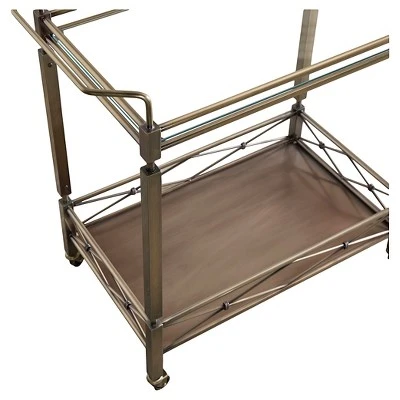 Evelyn Metal And Glass Bar Cart Antique Brass - Inspire Q 5 Evelyn Metal And Glass Bar Cart Antique Brass - Inspire Q - Image 3