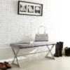Ornelas Metal Base Linen Bench Gray - Inspire Q -Inspire Q GUEST c3793a72 2525 477b bdb6 36dd7f4d45b1