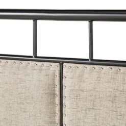 Queen Rathbone Nailhead Trim Upholstered Metal Bed Black/Oatmeal - Inspire Q 18 Queen Rathbone Nailhead Trim Upholstered Metal Bed Black/Oatmeal - Inspire Q -Inspire Q GUEST c3badeef 430f 4901 b0b8 57e75c50d0bc