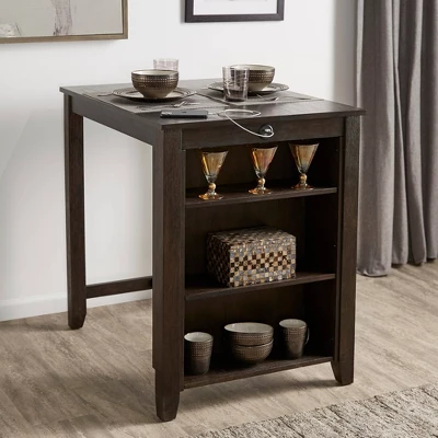 O'Brien Wood Counter Height Dining Table With Charging Station - Inspire Q 3 O'Brien Wood Counter Height Dining Table With Charging Station - Inspire Q