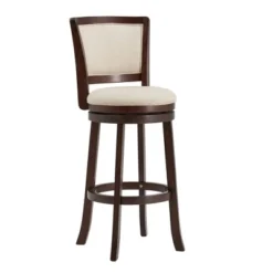 29" Falia Dark Cherry Finish Linen Swivel Barstool Height Chair - Inspire Q -Inspire Q GUEST cbf0a5a9 b6e3 4baa a5a1 7eff142918c1