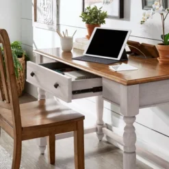 Ivalyn 1 Drawer Desk With Charging Station Antique White - Inspire Q -Inspire Q GUEST cf8ca39e 21a3 4e8e 8e31 99d658f413c9