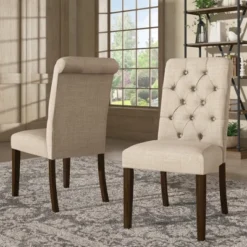 Set Of 2 Gramercy Tufted Rolled Back Parsons Chairs - Inspire Q