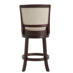 24" Falia Dark Cherry Finish Linen Swivel Counter Height Barstool Beige - Inspire Q 11 24" Falia Dark Cherry Finish Linen Swivel Counter Height Barstool Beige - Inspire Q -Inspire Q GUEST d3a5cf9c 0a48 46b7 9cb2 902e7602b24e