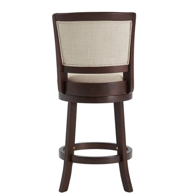 24" Falia Dark Cherry Finish Linen Swivel Counter Height Barstool Beige - Inspire Q 6 24" Falia Dark Cherry Finish Linen Swivel Counter Height Barstool Beige - Inspire Q - Image 4