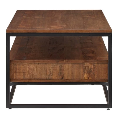 Felicia Rustic Industrial Metal/Wood Coffee Table Brown - Inspire Q 5 Felicia Rustic Industrial Metal/Wood Coffee Table Brown - Inspire Q - Image 3