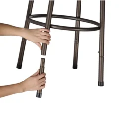 Set Of 3 Camilla Adjustable Swivel Barstool Quarter Cross Back Peat Brown - Inspire Q -Inspire Q GUEST d828cdc4 8753 45c3 94fa d4a6fa6284a5