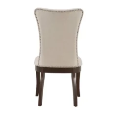 Set Of 2 Airelle Nailhead Trim Upholstered Wingback Dining Chairs Beige - Inspire Q -Inspire Q GUEST d93d0581 3807 4e69 9192 e5a2b2e4b52b
