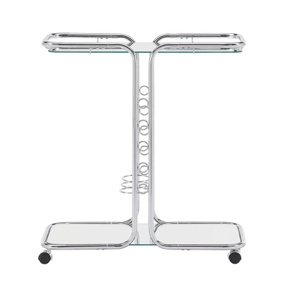 Ripley Chrome Finish Bar Cart Silver - Inspire Q 5 Ripley Chrome Finish Bar Cart Silver - Inspire Q - Image 3