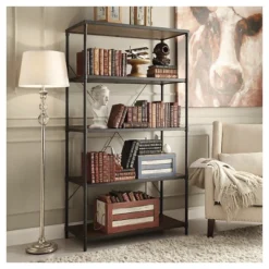 72" Webster 4 Shelf Mixed Media Bookshelf Black - Inspire Q -Inspire Q GUEST dc08cceb 0388 4274 96ee 1cae9049a5aa