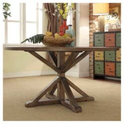 Sierra Round Dining Table Wood Brown - Inspire Q -Inspire Q GUEST dc7b6a5f c605 4588 8c3f f98dc48c4688