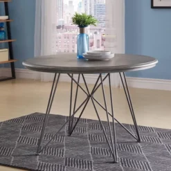 45"W Nowell Round Dining Table Iron/Gray Finish - Inspire Q -Inspire Q GUEST dea349d5 8889 4501 a2b5 7c2244e464b0