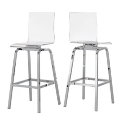 Alta Modern 29" Barstools (Set Of Two) Chrome - Inspire Q
