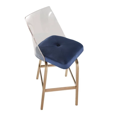 Set Of 2 29" Svana Champagne Gold Finish Velvet Barstools Navy - Inspire Q 4 Set Of 2 29" Svana Champagne Gold Finish Velvet Barstools Navy - Inspire Q - Image 2