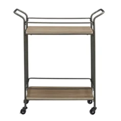 Wilkin Bronze Finish And Wood Straight Lines Bar Cart Bronze/Walnut - Inspire Q -Inspire Q GUEST e5600553 906b 40c7 bad3 efd4463186fb