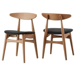 Set Of 2 Cortland Danish Modern Natural Dining Chair - Inspire Q -Inspire Q GUEST e87e5efa 744f 4dda 94b3 8a8b9414a95e