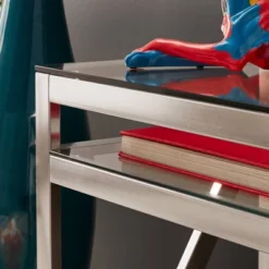 Severin Glass Top Brushed Nickel Sofa And Table Silver - Inspire Q -Inspire Q GUEST eb63c71a 2205 4dce 969c c15ea9a90f90