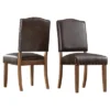 Set Of 2 Cobble Hill Nailhead Accent Dining Chair Wood Marbled Chocolate - Inspire Q: Rubberwood Frame, Bonded Leather -Inspire Q GUEST ef1738cc 1e1d 4252 989d de9a2524e5cc