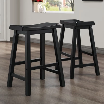 Set Of 2 24" Watkins Saddle Seat Backless Counter Height Barstools - Inspire Q 3 Set Of 2 24" Watkins Saddle Seat Backless Counter Height Barstools - Inspire Q