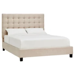 King Ascott Hill Button Tufted Bed Oatmeal - Inspire Q