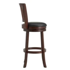 29" Falia Dark Cherry Finish Linen Swivel Barstool Height Chair - Inspire Q -Inspire Q GUEST f389d641 3f03 4427 a6a8 3b7153bd1b6c