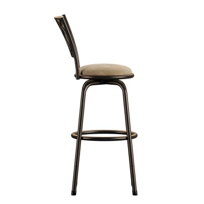 Set Of 3 Camilla Adjustable Swivel Barstool Scroll Back Peat Brown - Inspire Q 5 Set Of 3 Camilla Adjustable Swivel Barstool Scroll Back Peat Brown - Inspire Q - Image 3