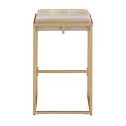 24" Set Of 2 Ervyn Gold Finish Velvet Button Tufted Counter Height Chairs - Inspire Q -Inspire Q GUEST f934892e 41af 49ea a77a eb93fa618d47