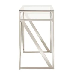 Severin Glass Top Brushed Nickel Sofa And Table Silver - Inspire Q -Inspire Q GUEST fc3a10e0 611a 47fe 922f e3ee356101fd