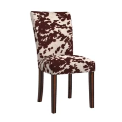 Set Of 2 Quinby Parson Dining Chair Wood Brown Cowhide - Inspire Q -Inspire Q GUEST fd4d5de5 c003 497b 9f35 6af3bc0cf74f