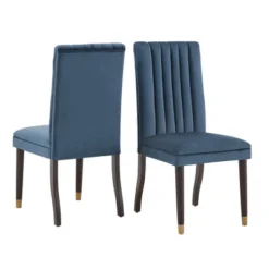 Set Of 2 Pruett Velvet Channel Back Dining Chairs - Inspire Q -Inspire Q GUEST feda6026 654d 4b98 b22e b3ab14fc3dc4